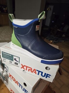 New XTRATUF Navy & Lime Ankle Deck Boot Sz M8, M13, M14